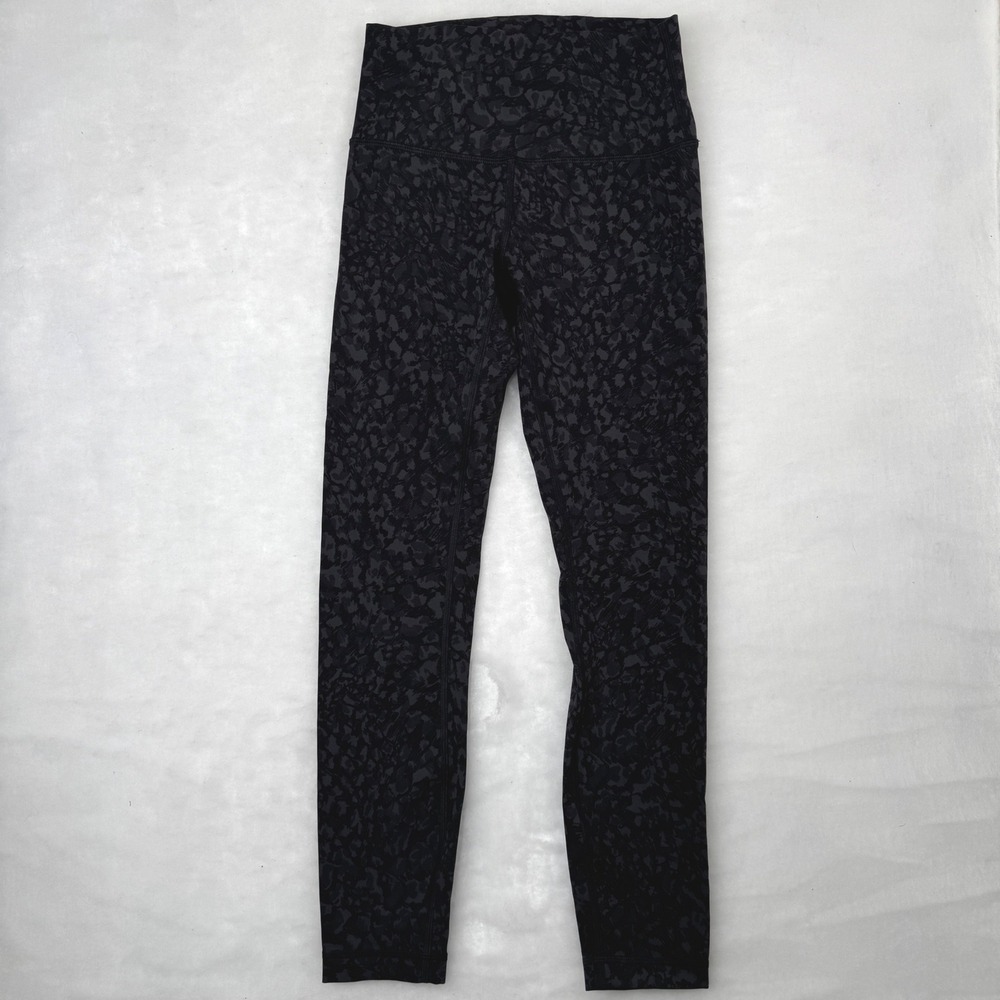 Lululemon Leggings Size 4 Black Leopard Print High Waist Athletic Womens‎